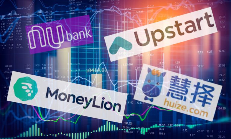 FinTech IPO Index dashboard showing 2.2% weekly climb driven by Huize, Nubank, and Upstart deals