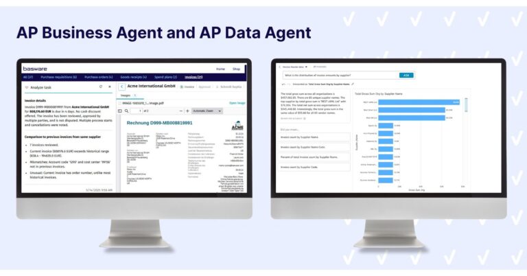 The Baskades study indicates that AI provides a return of $1.36 for every dollar invested. Ap business agent and ap data agent.jpg