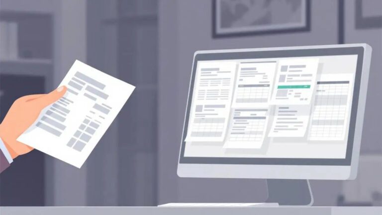 Compatible realistic hand feeding paper receipts into computer transforming to spreadsheet nz office.jpeg