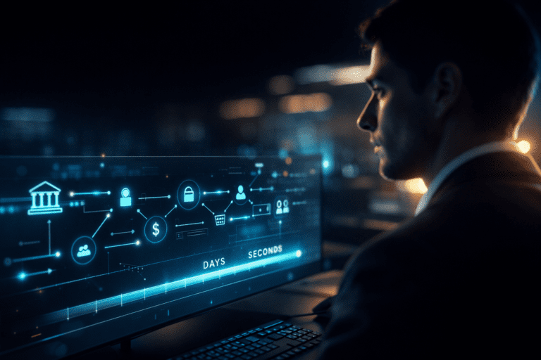 Fintech trends 2025 showing digital finance technology and data analytics