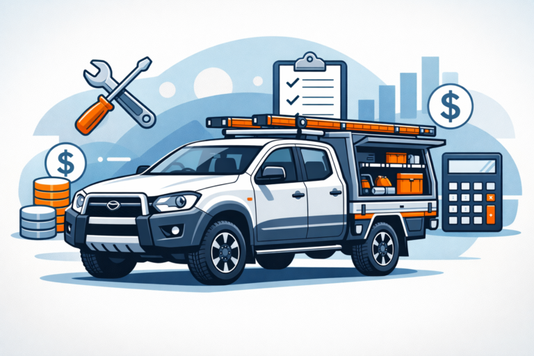 tradie vehicle finance gap showing fully kitted work ute with tools
