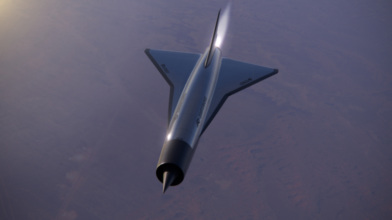 Hermeus Secures $350 Million for Development of Autonomous Hypersonic Fighters Hermeus Quarterhorse Mk 2 autonomous hypersonic fighters prototype flying over desert terrain