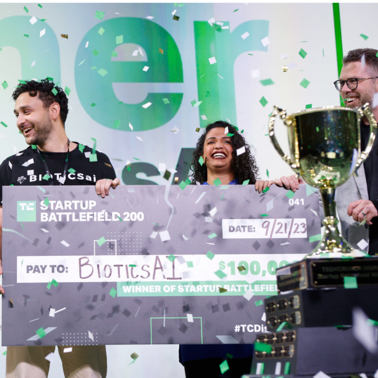 TechCrunch Startup Battlefield 200 trophy on stage at Disrupt 2026