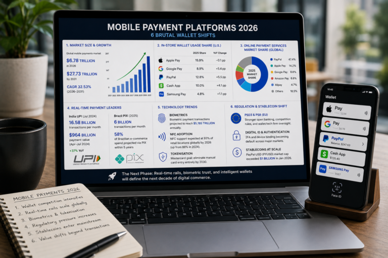 Mobile Payment Platforms 2026: 6 Critical Wallet Shifts Mobile payment platforms 2026 Apple Pay Google Pay PayPal UPI PIX wallet share