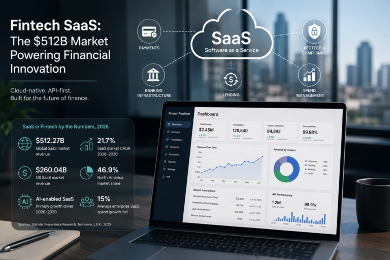 SaaS in fintech delivering financial software over the cloud on a subscription basis